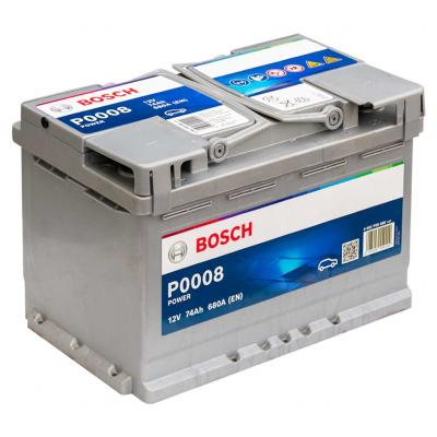Bosch Power Line P0008 0 092 P00 080 akkumulátor, 12V 74Ah 680A J+ EU, magas