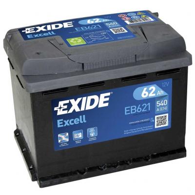Exide Excell EB621 akkumulátor, 12V 62Ah 540A B+ EU, magas