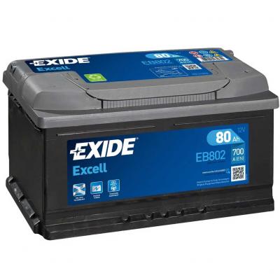 Exide Excell EB802 akkumulátor, 12V 80Ah 700A J+ EU, alacsony