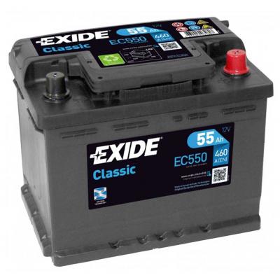 Exide Classic EC550 akkumulátor, 12V 55Ah 460A J+ EU, magas