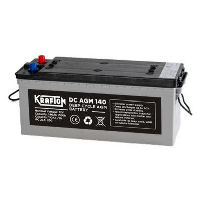 Krafton AGM Deep Cycle KCD12-140 munkaakkumulátor, napelem (szolár) akkumulátor, 12V 140Ah B+ EU árak, vásárlás