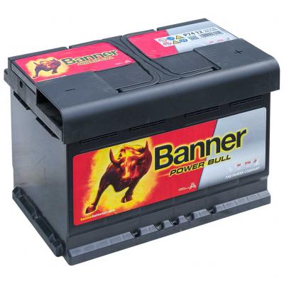 Banner Power Bull P7412 013574120101 akkumulátor, 12V 74Ah 680A J+ EU, magas